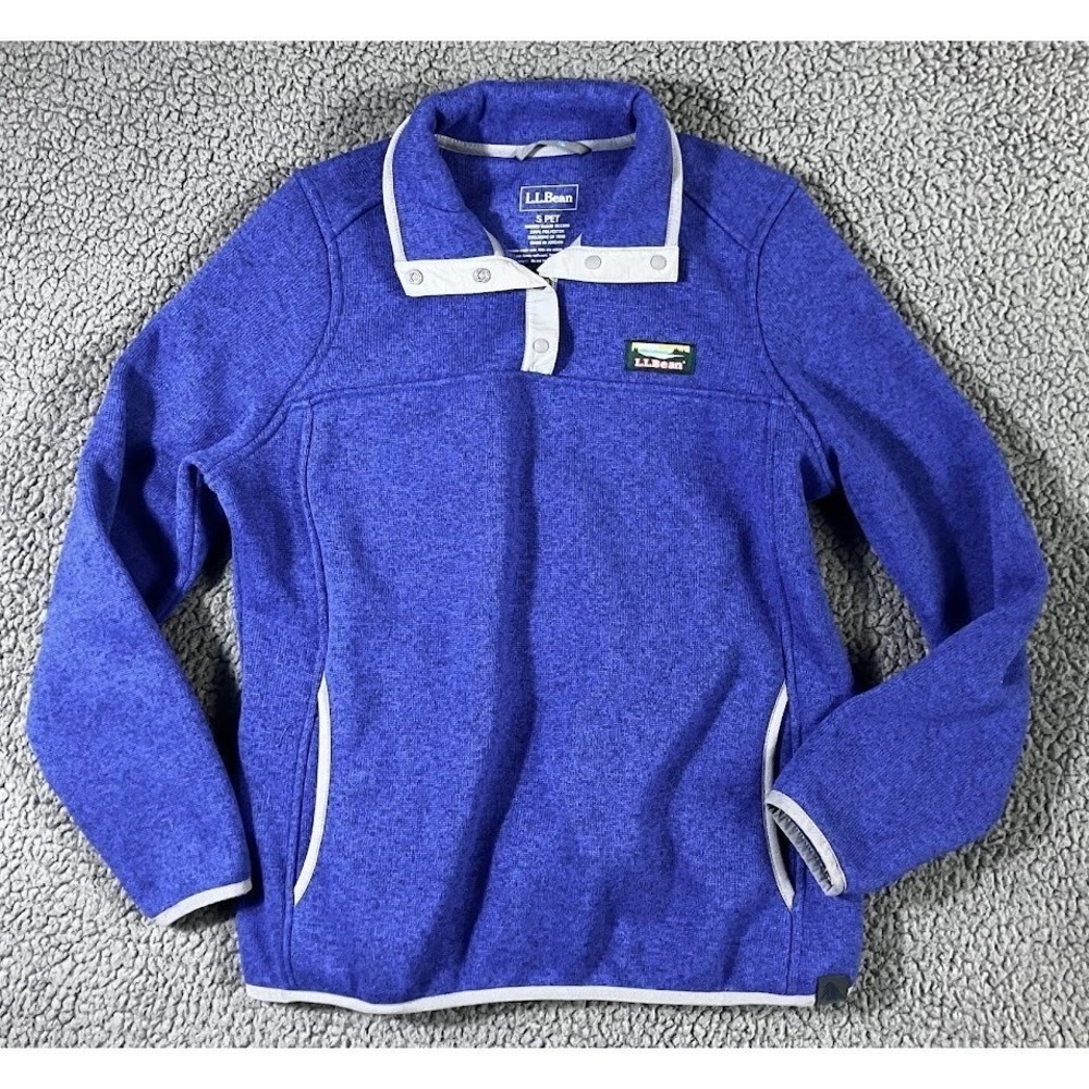 LL Bean Womens Sweater Fleece Pullover Indigo Small‎ Petite
